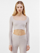 Sweater with square neckline and chest detail