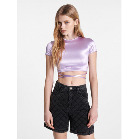 Satin strappy T-shirt