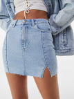 High-waist denim mini skirt