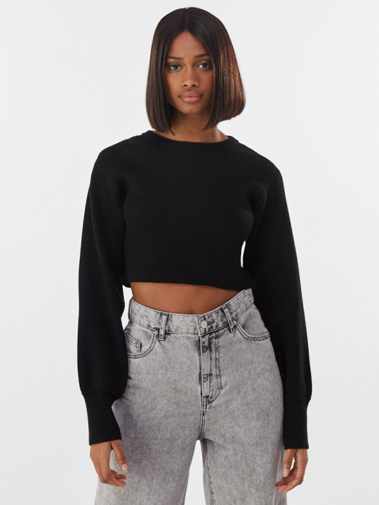 Open knit cropped sweater