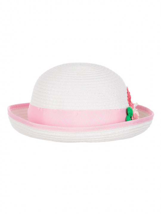 Baby Girls White & Pink Sun Hat