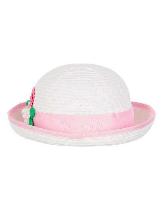 Baby Girls White & Pink Sun Hat