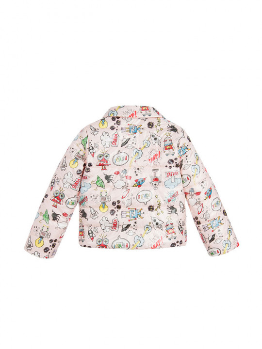 Baby Girls Pink Monster Space Print Padded Jacket