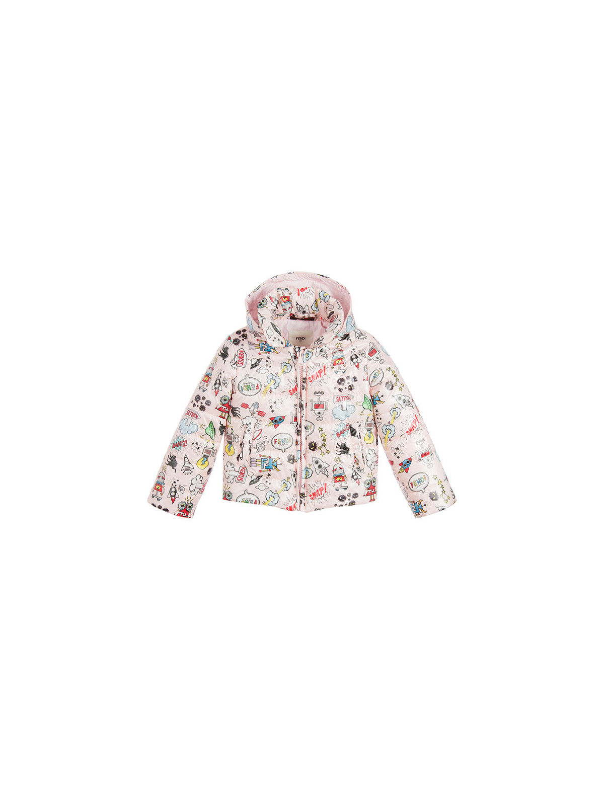 Baby Girls Pink Monster Space Print Padded Jacket