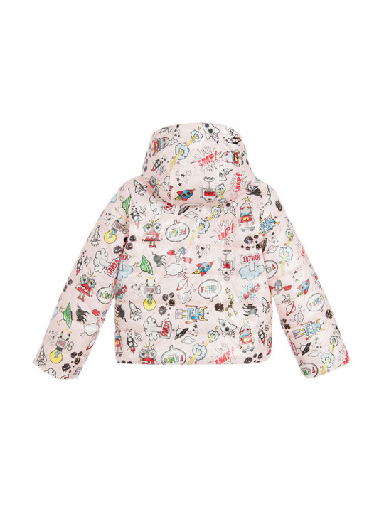 Baby Girls Pink Monster Space Print Padded Jacket