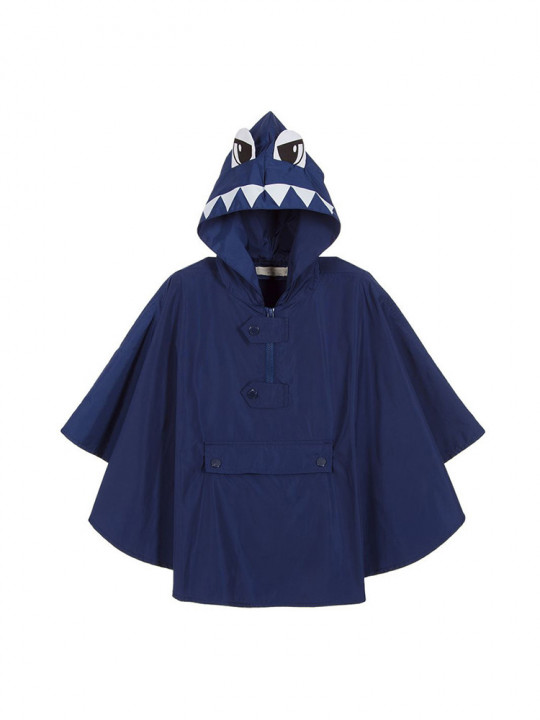 Blue Packable Hooded Rain-cape