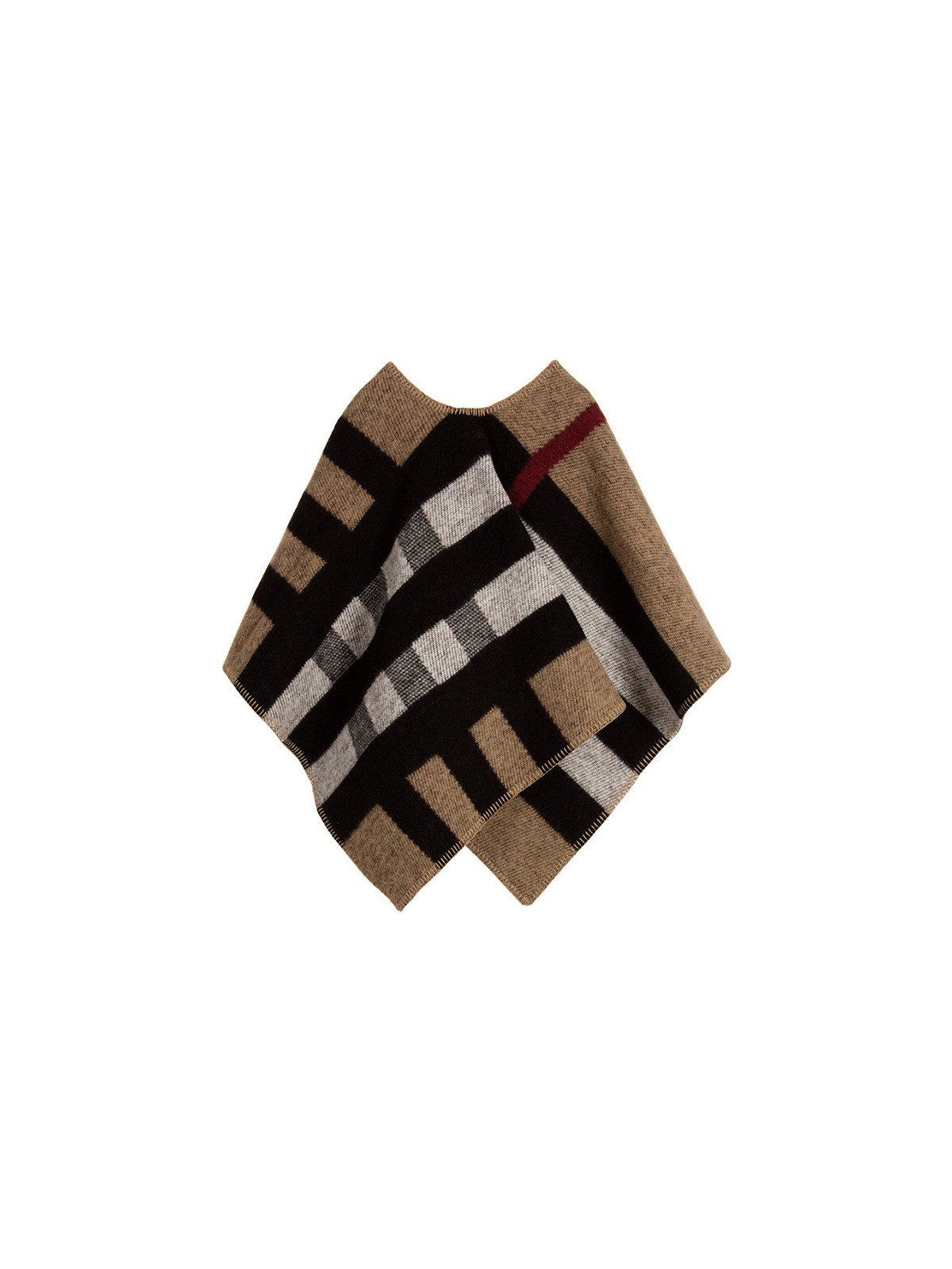 Girls Beige Cashmere & Wool Check Cape