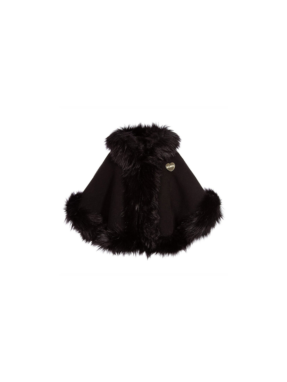 Girls Navy Blue Cape with Fur Trim