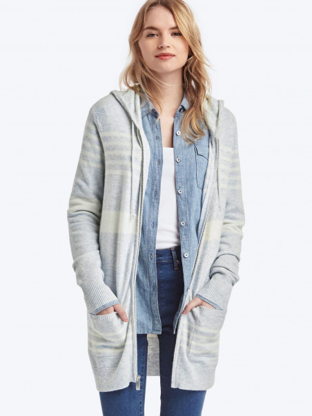 Stripe hooded cocoon sweater