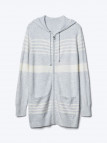 Stripe hooded cocoon sweater