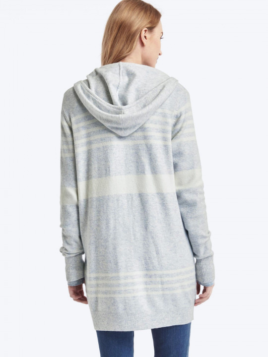 Stripe hooded cocoon sweater