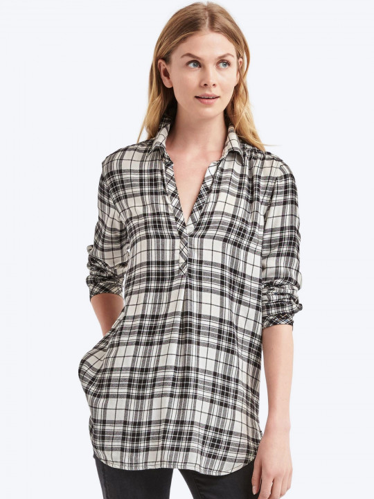 Soft metallic plaid tunic